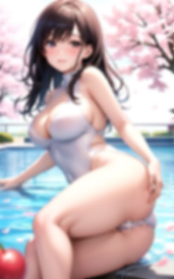 桜のプールで淫乱で有名な水泳部の先輩が後輩の童貞くんを色仕掛け_1